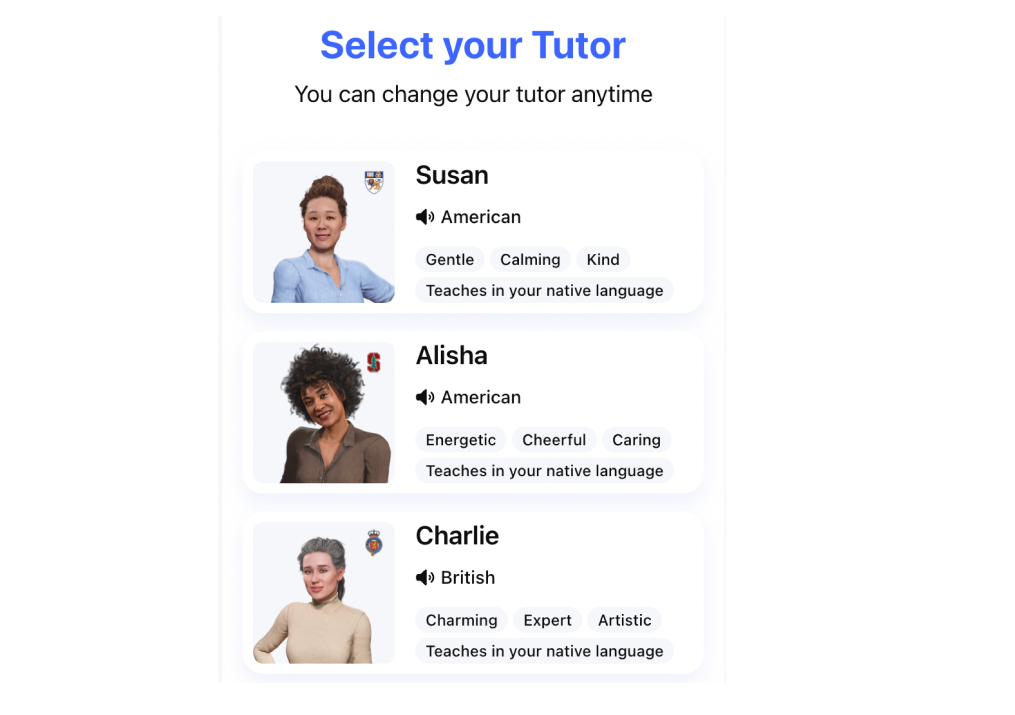 Выбор ИИ-тьютора с учетом пожеланий в приложении Praktika.AI