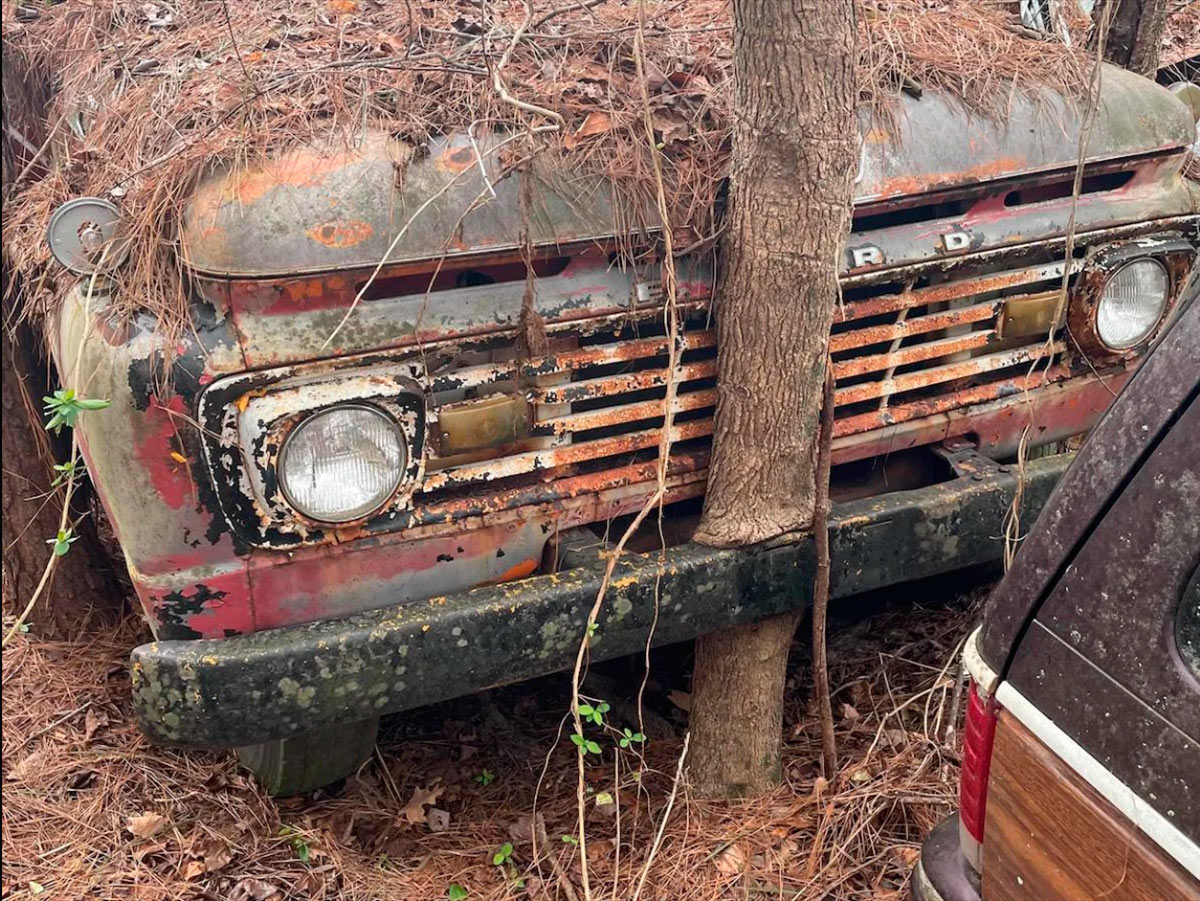 В США в лесу нашли заброшенный автосалон со старыми машинами. Фото