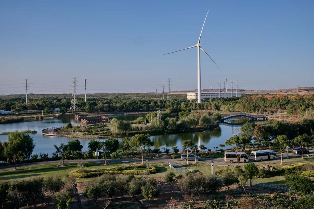 Так выглядит экосад в Шанхайском центре использования возобновляемых источников энергии на месте бывшей свалки Лаоган