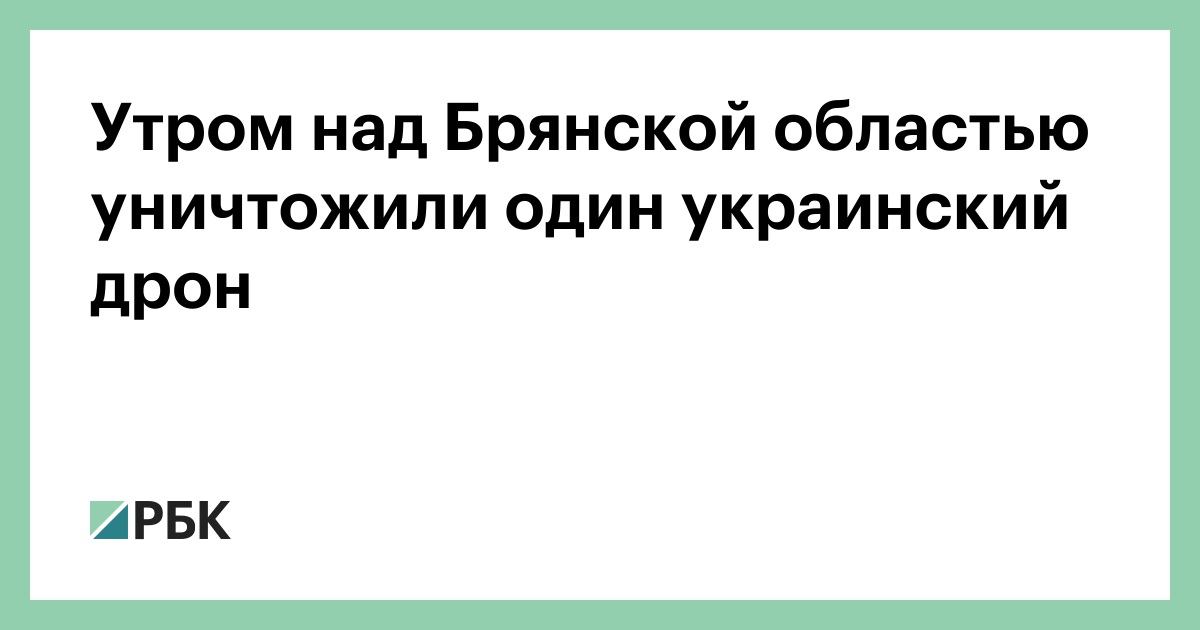 Утром над Брянской областью уничтожили один украинский дрон — РБК