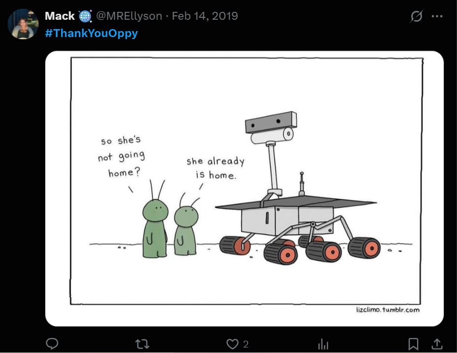Реакция на завершение миссии Opportunity в Twitter