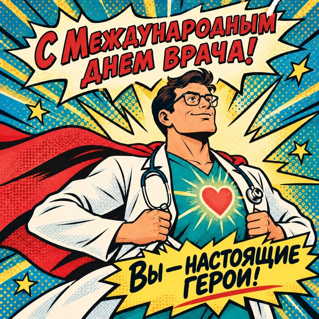 Прикольная открытка к Международному дню врача