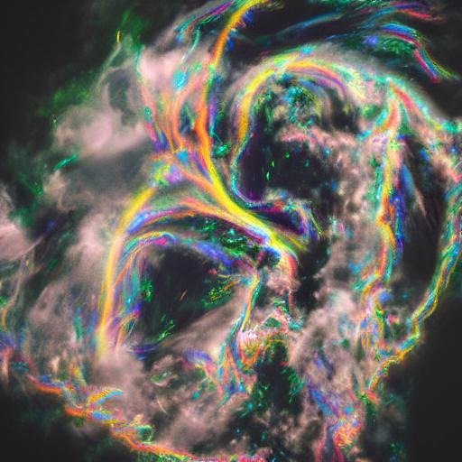 Яркая чрезвычайно детализированная грозовая туча ночью, фото, 4k, переливающаяся радуга