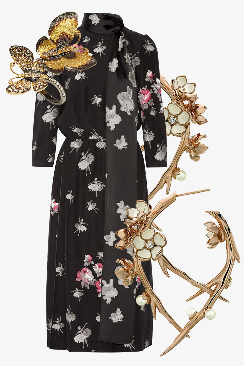 Платье, Marc Jacobs (net-a-porter)
Серьги Cherry Blossom, Shaun Leane
Кольцо, Annoushka
