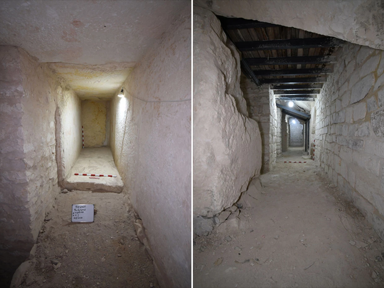 <p>На фото: ранее неизвестные помещения, обнаруженные в пирамиде фараона V династии Сахура</p>