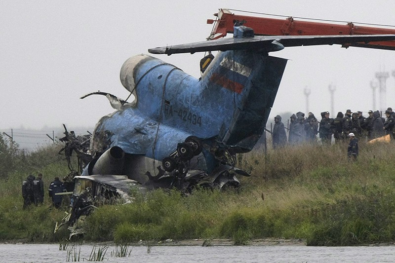 Обломки самолета Як-42, который потерпел катастрофу 7 сентября 2011 года под Ярославлем.