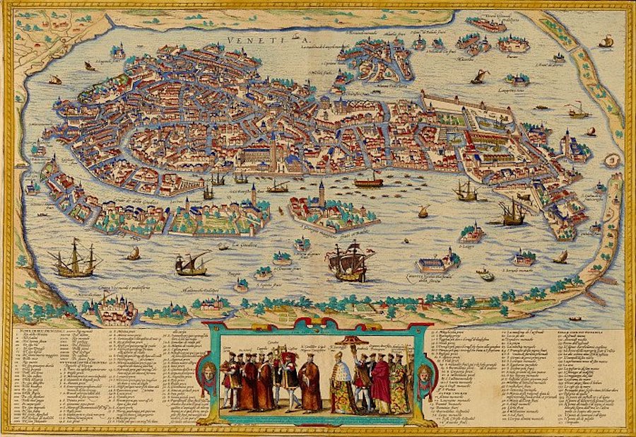Карта Венеции в XVI веке