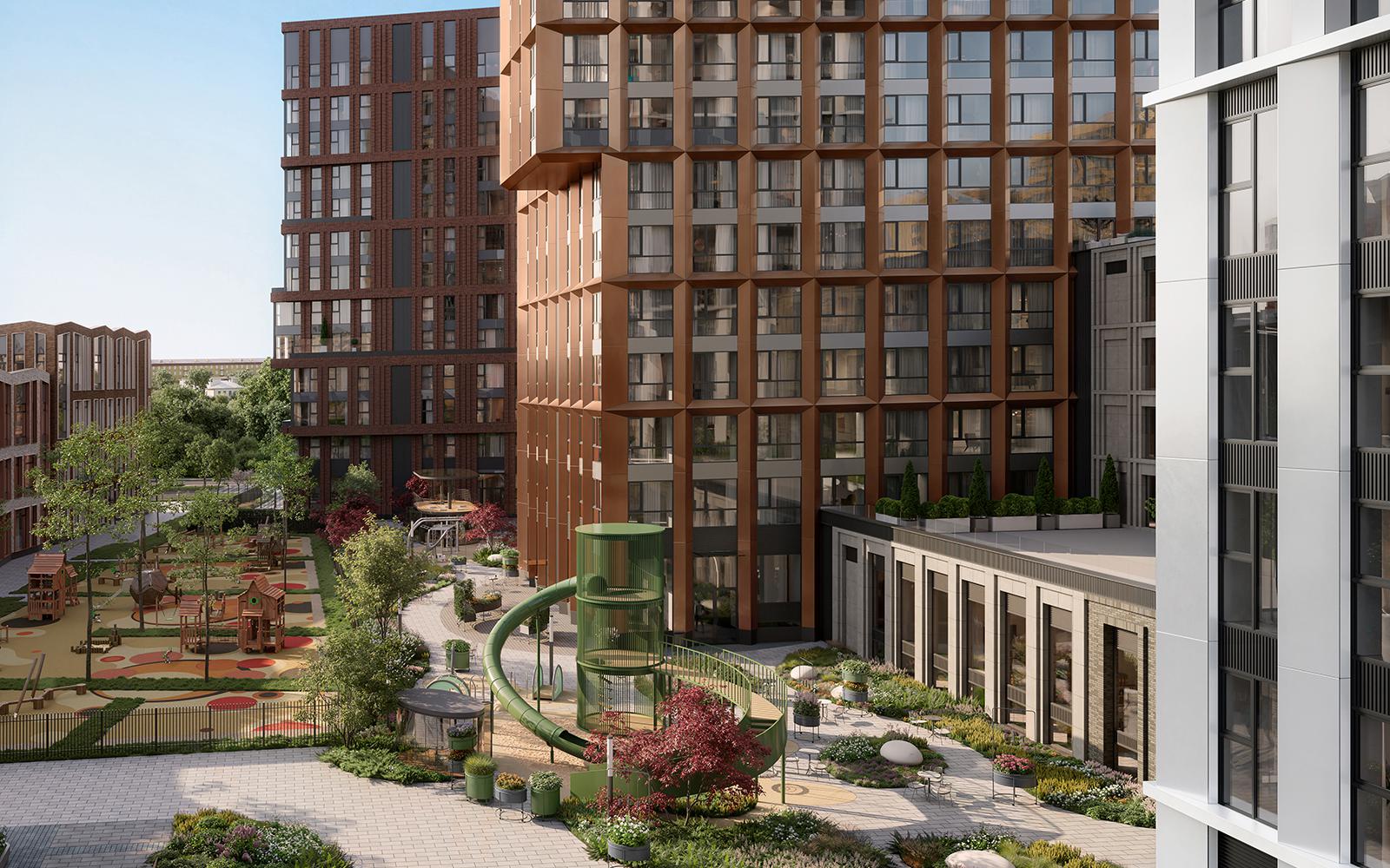 Жилой проект Rakurs.&nbsp;Вид на двор и библиотеку