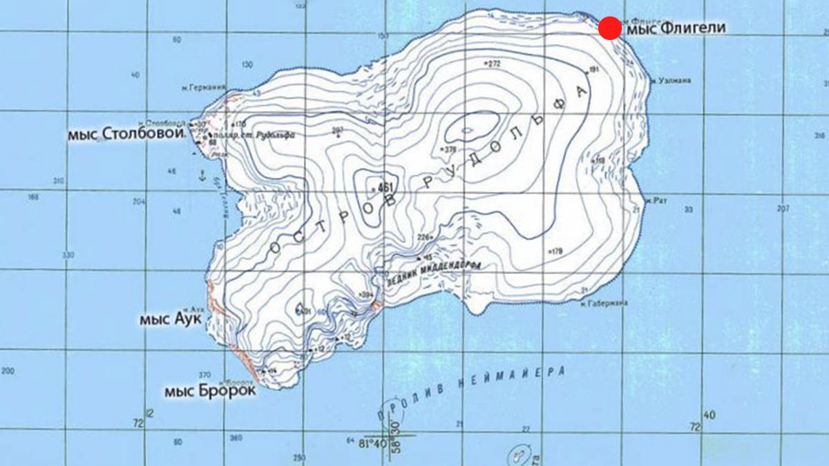 Крайняя северная островная точка России на карте