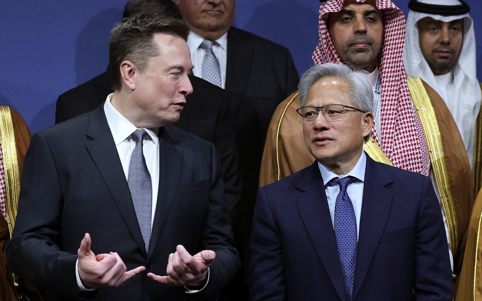 Глава Tesla Илон Маск и генеральный директор NVIDIA Дженсен Хуанг