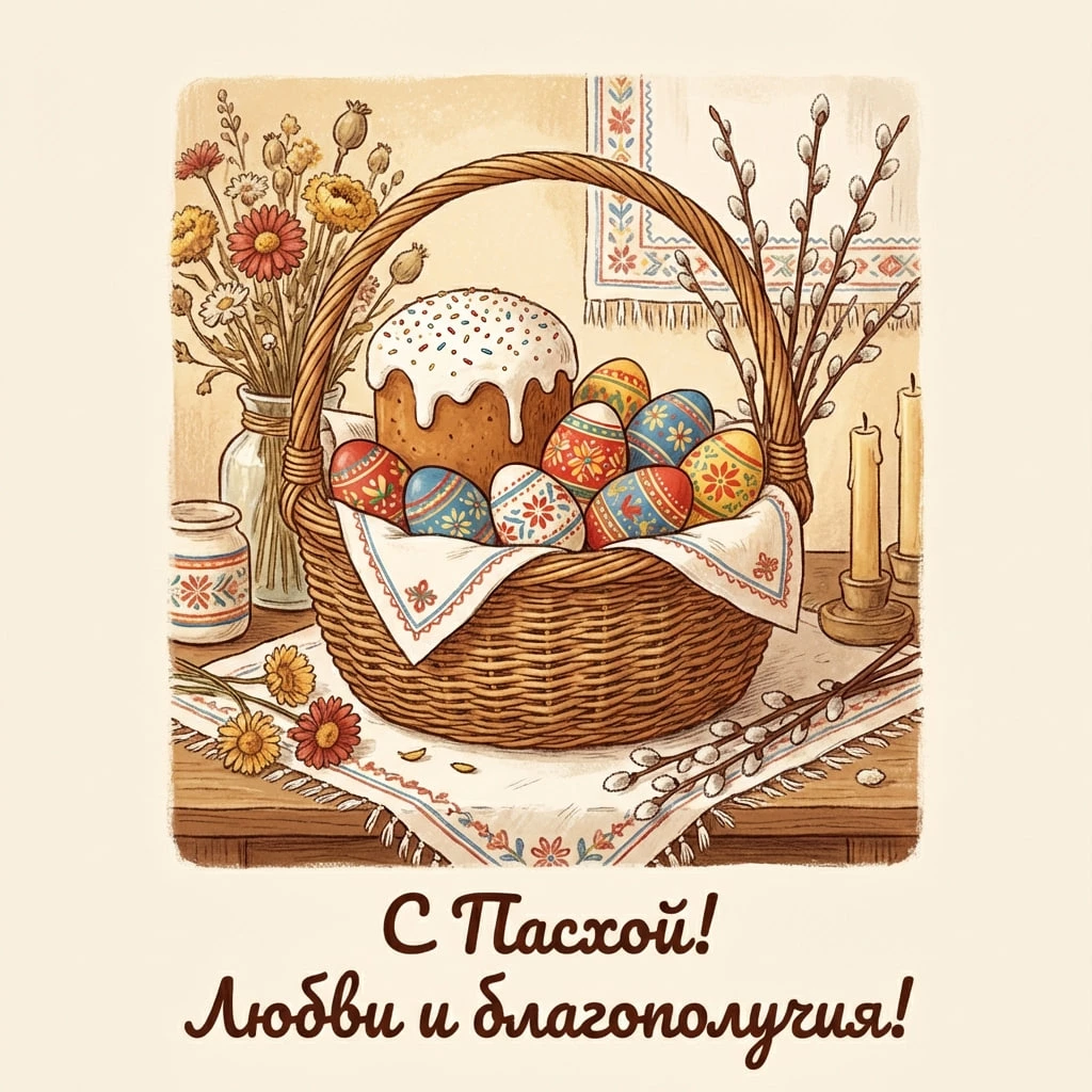 Открытки с Пасхой-2026 для родных и близких