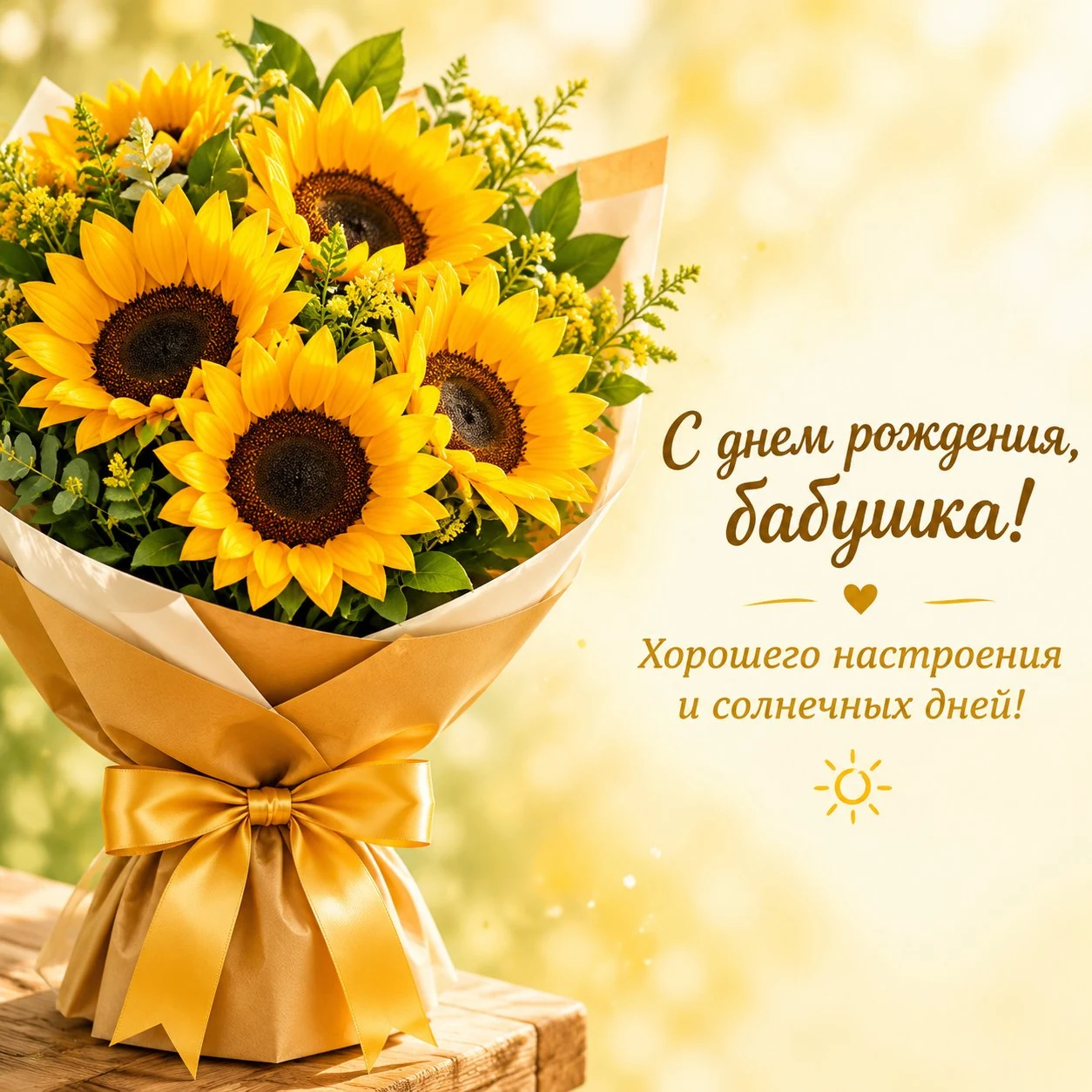 Яркая открытка с днем рождения бабушке с пожеланием хорошего настроения