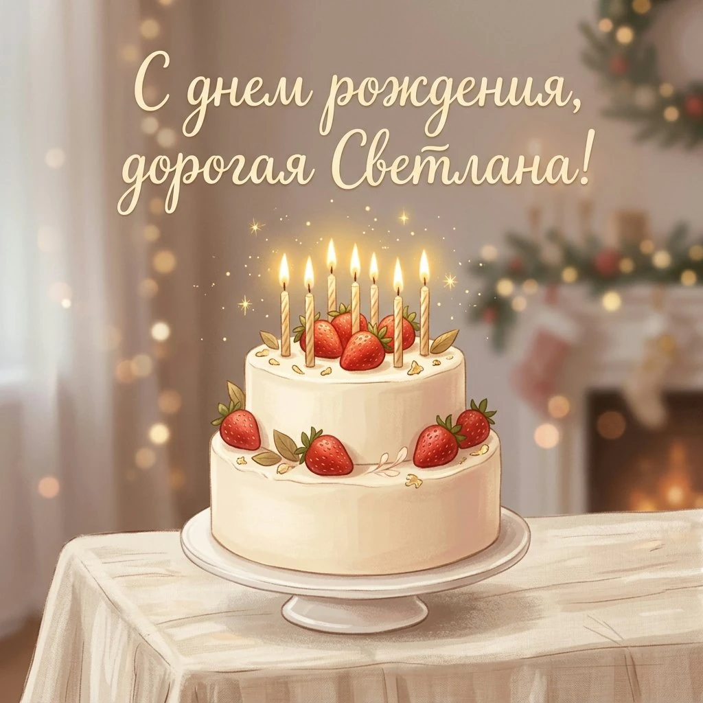 Поздравительная открытка с днем рождения Светлане
