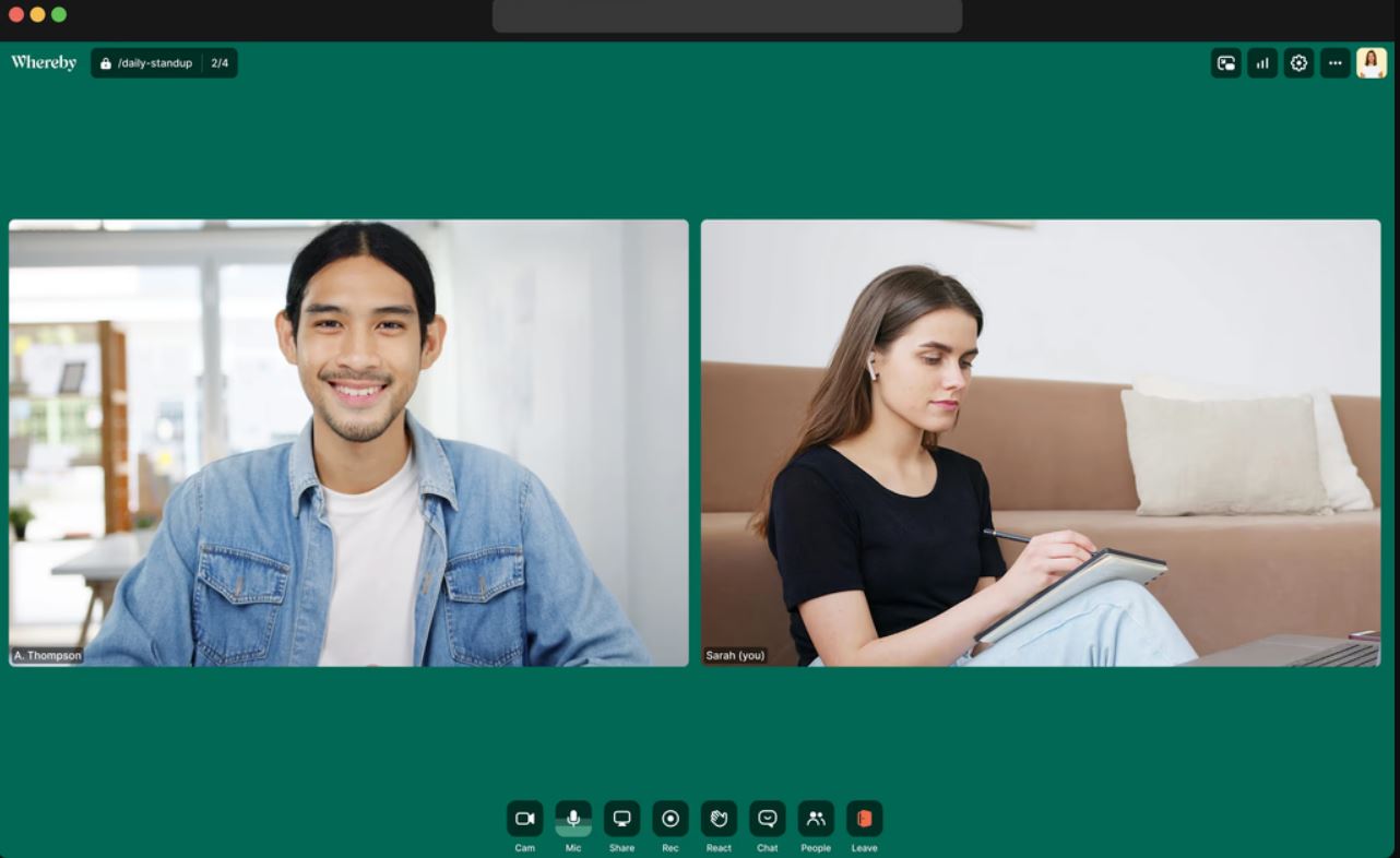 Интерфейс Whereby