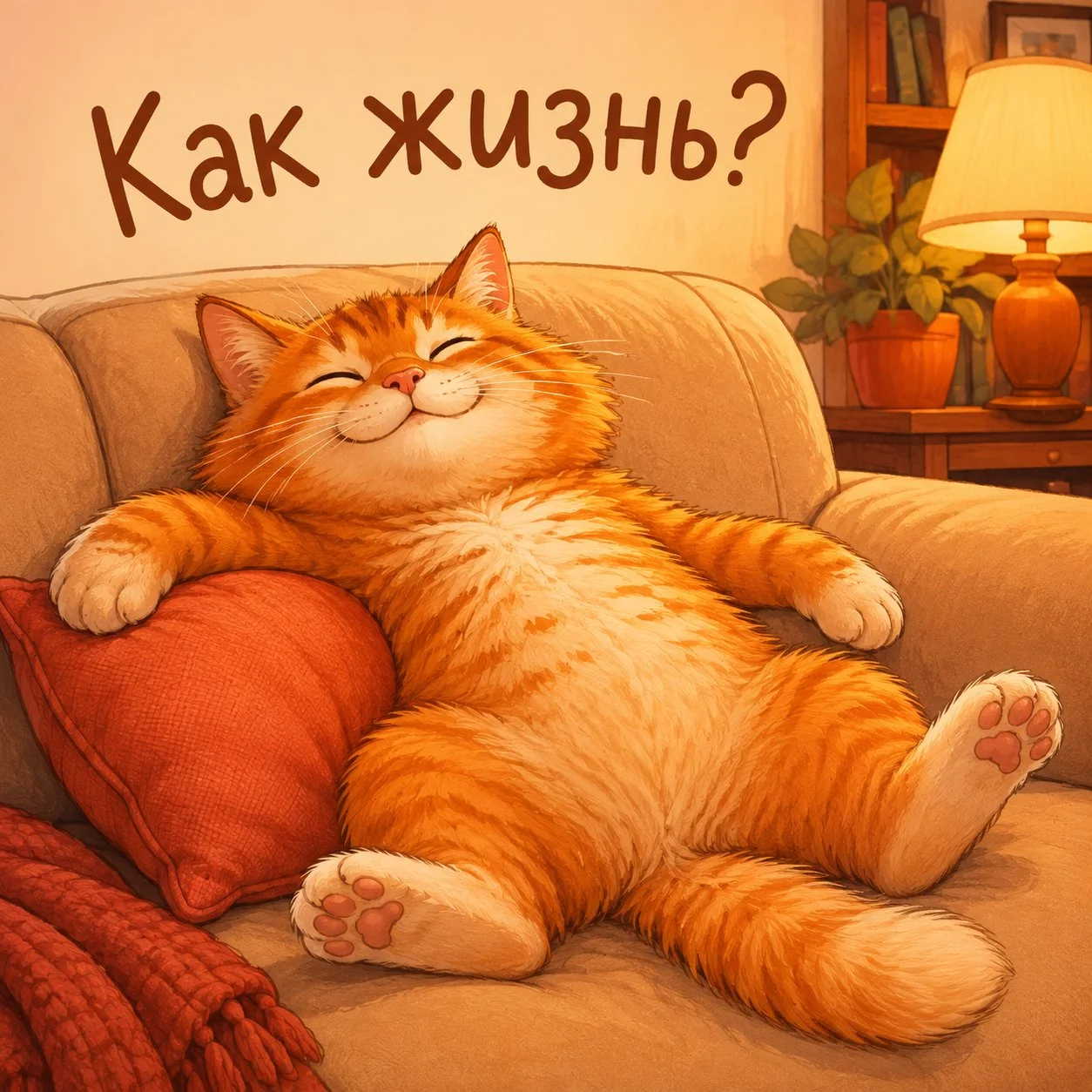 Прикольная открытка с вопросом «Как жизнь?»
