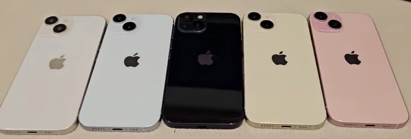 <p>Ранее в Сети появилось видео с точными макетами новых iPhone 15&nbsp;во всех пяти предполагаемых цветах: голубом, черном, желтом, розовом и белом</p>