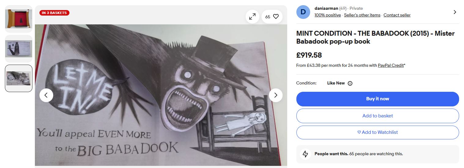 Книга «Бабадук» на Ebay