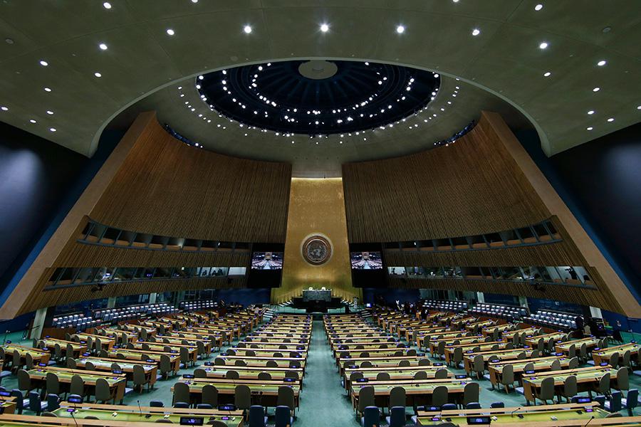 Зал&nbsp;Генеральной Ассамблеи ООН&nbsp;в Нью-Йорке, США
