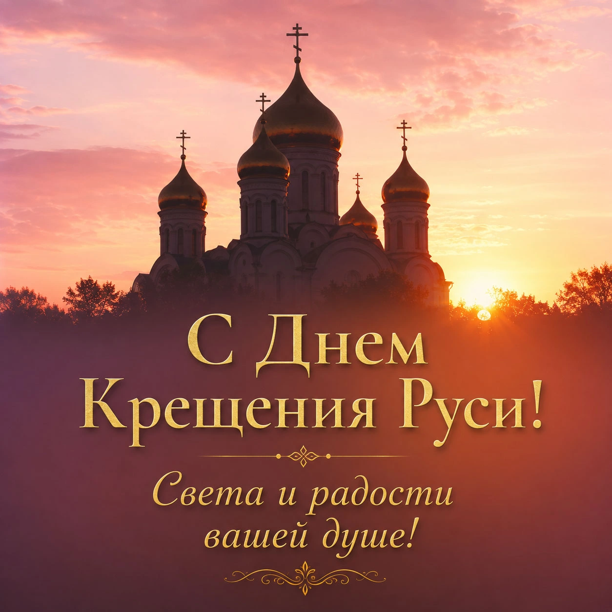 Открытка с Днем Крещения Руси с пожеланием света и радости
