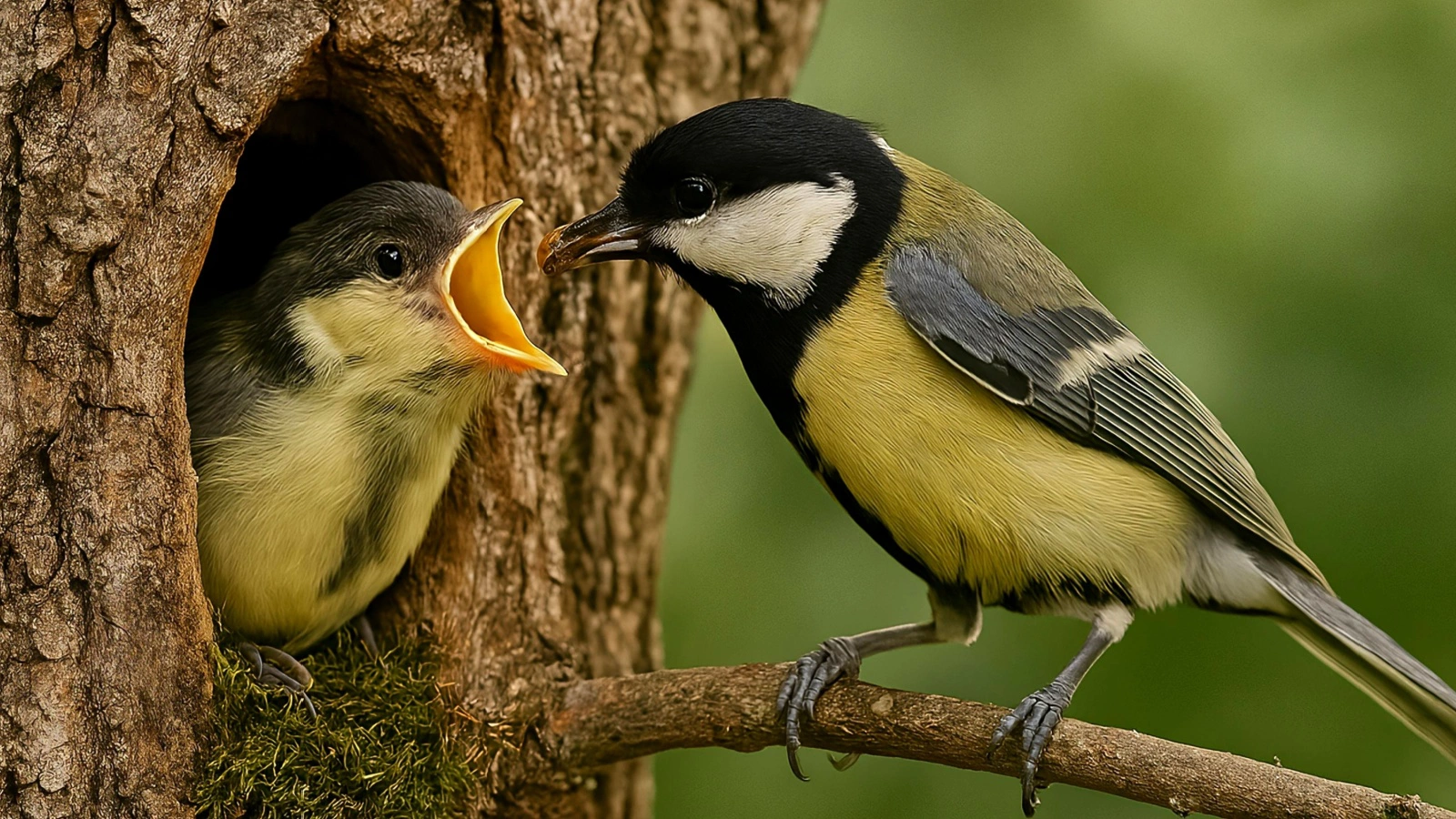 Весной, когда начинают набухать почки деревьев, синицы могут их клевать, чтобы получить необходимые микроэлементы