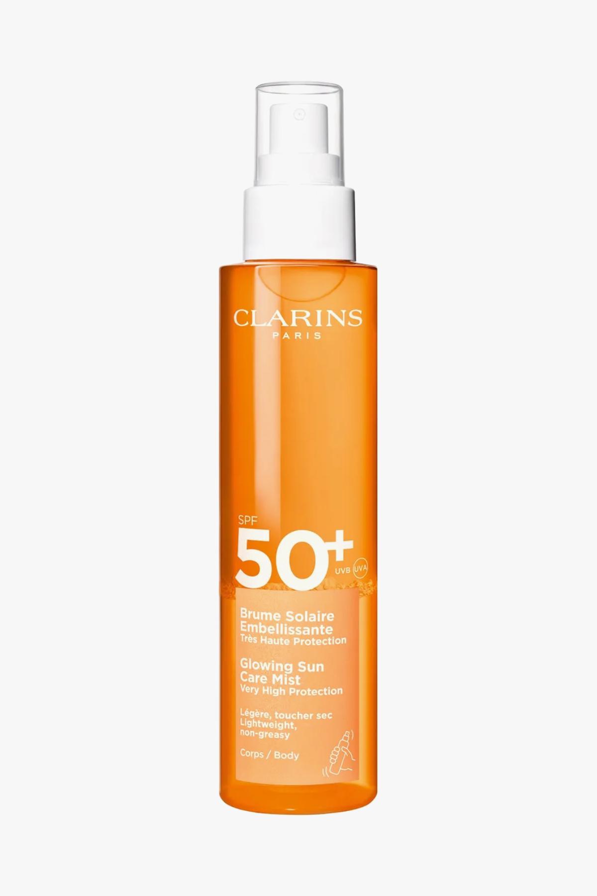 Увлажняющий солнцезащитный спрей для тела SPF 50+ Brume Solaire Embellissante, Clarins