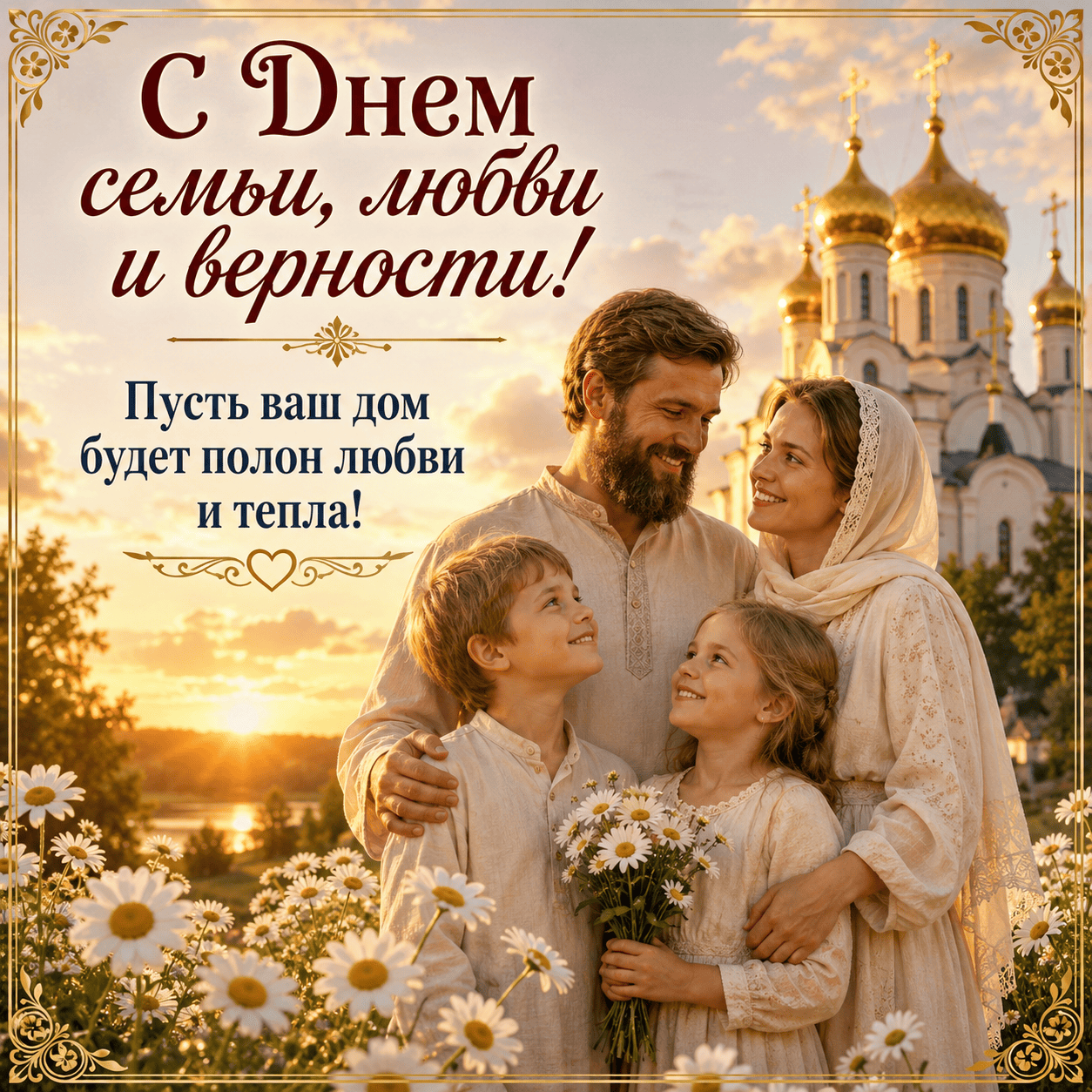Православная открытка с Днем семьи, любви и верности