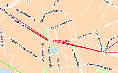 Пробка на Волгоградском проспекте от 3-го кольца до Кузьминок