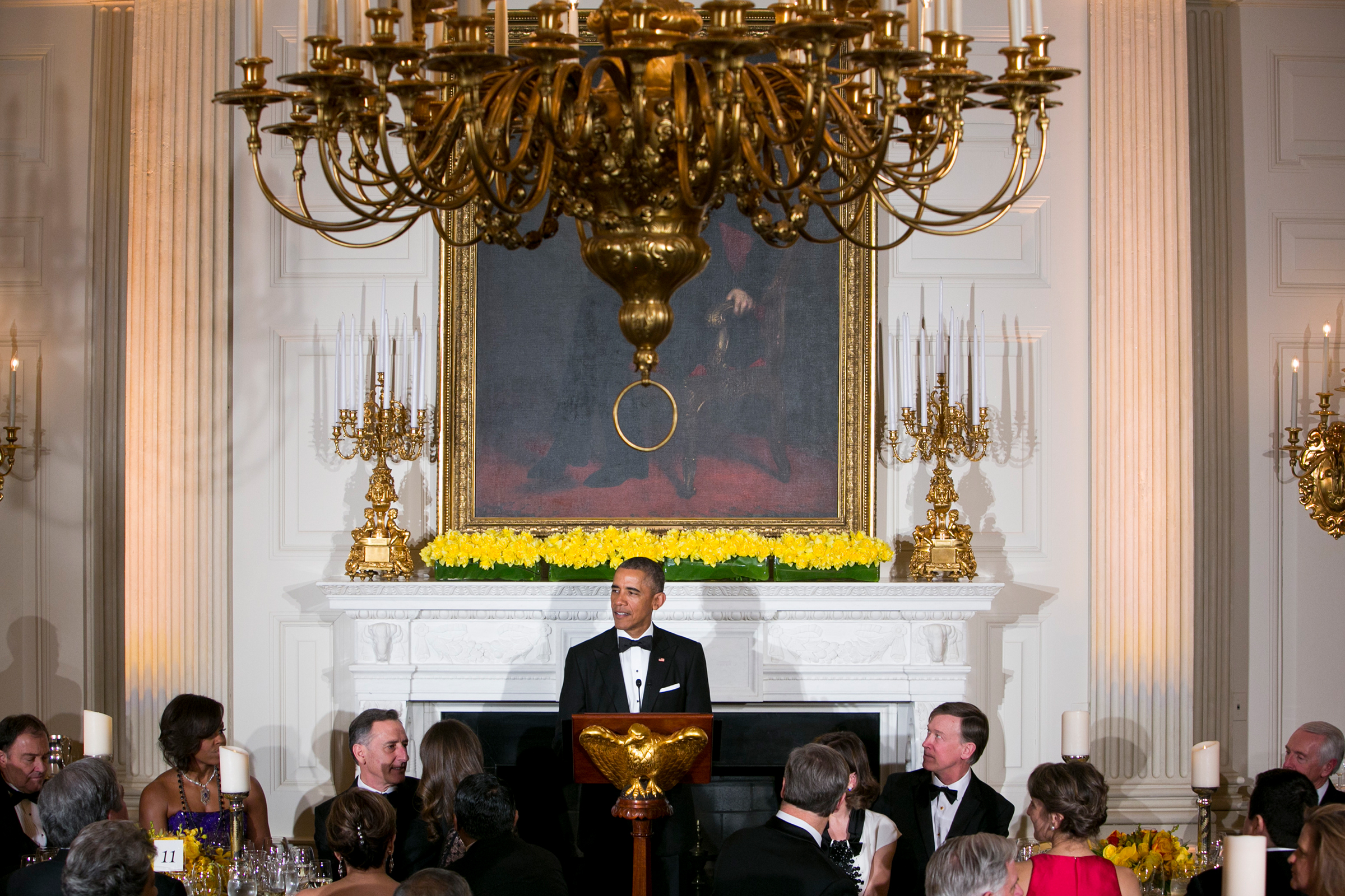 Ужины, устраивавшиеся&nbsp;44-м президентом США Бараком Обамой (на фото), были самыми многочисленными в истории мероприятий. Самый узкий круг Обама собрал в честь тогдашнего президента Мексики Фелипе Кальдерона в 2010 году &mdash; на ужине было около 200 гостей.
