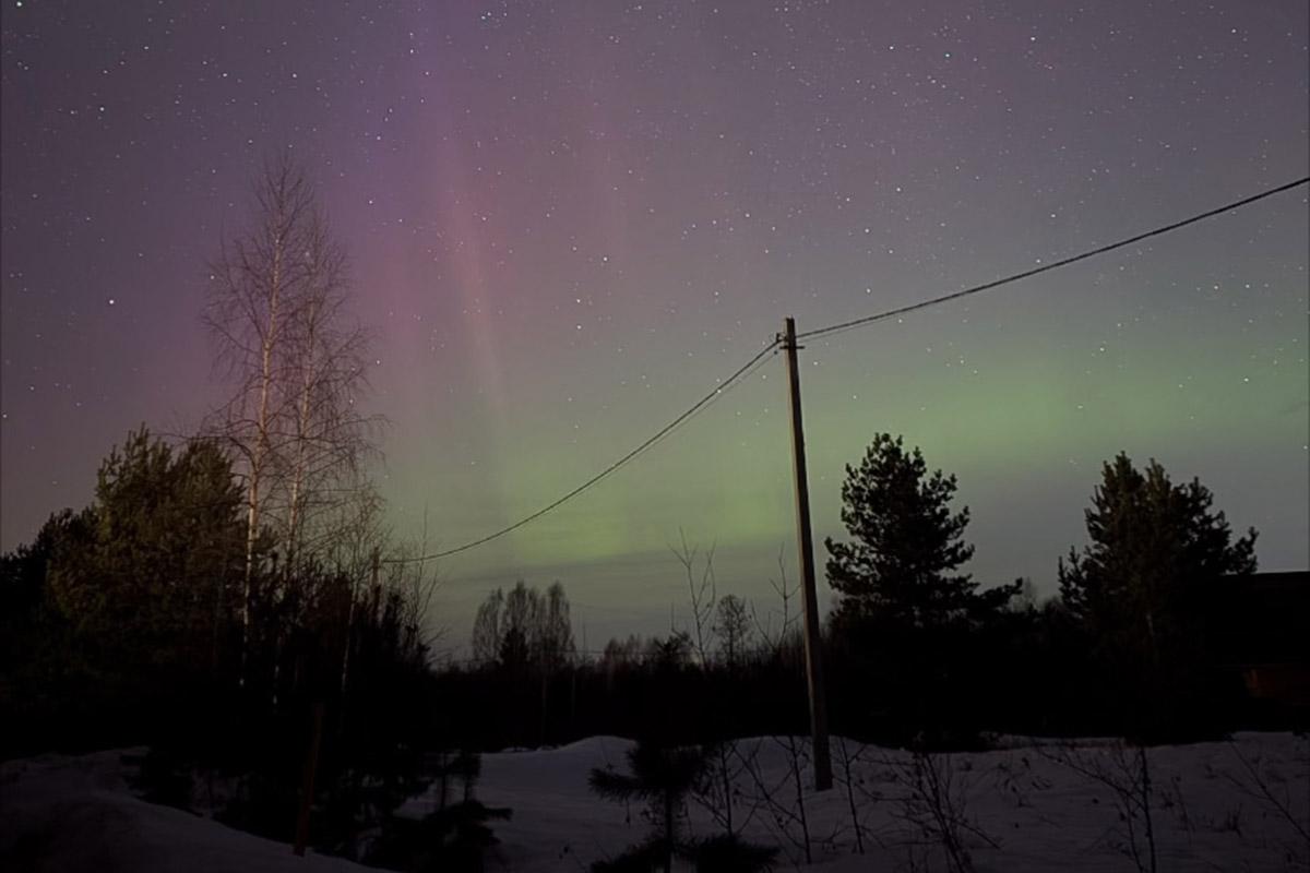 Полярное сияние, Тверская область, Кимры, 23 марта 2026 года
