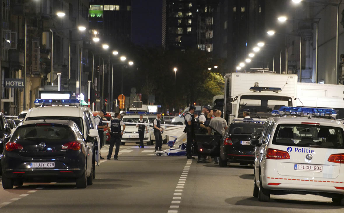 Полиция на месте происшествия в Брюсселе




