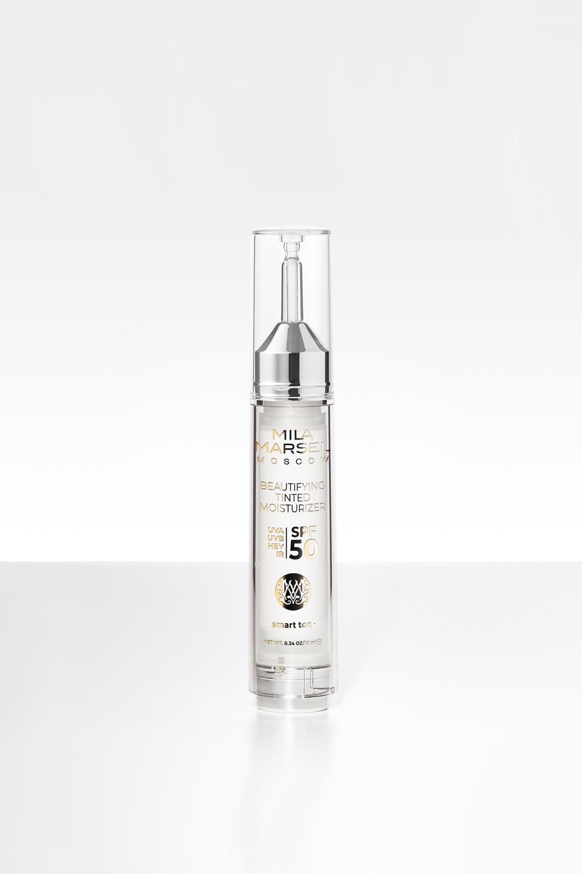 Увлажняющий финиш-тон с интеллектуальными микрокапсулами SPF 50 Mila Marsel, 8280 руб. (milamarsel.com)