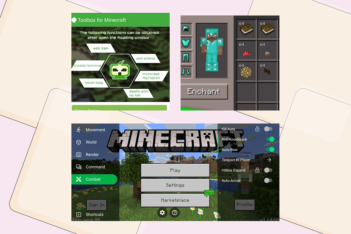 <p>Скриншоты Toolbox приложений для Minecraft</p>