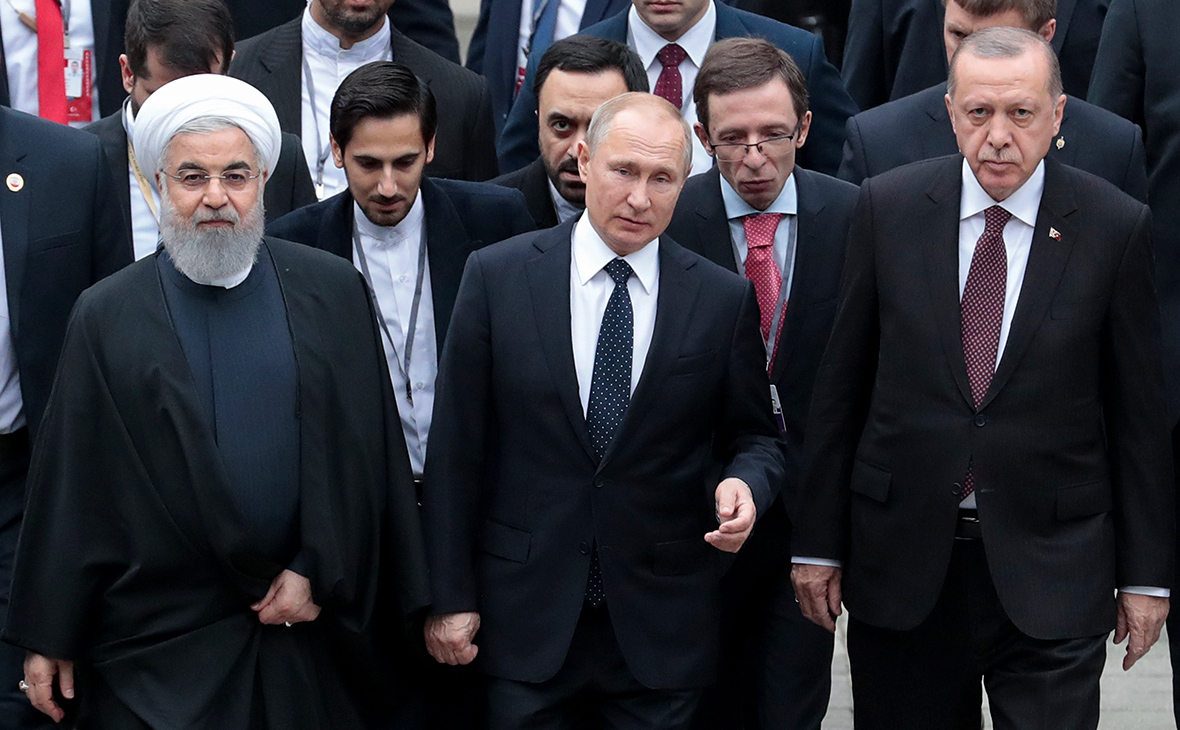 Хасан Роухани, Владимир Путин и Реджеп Тайип Эрдоган (слева направо)
