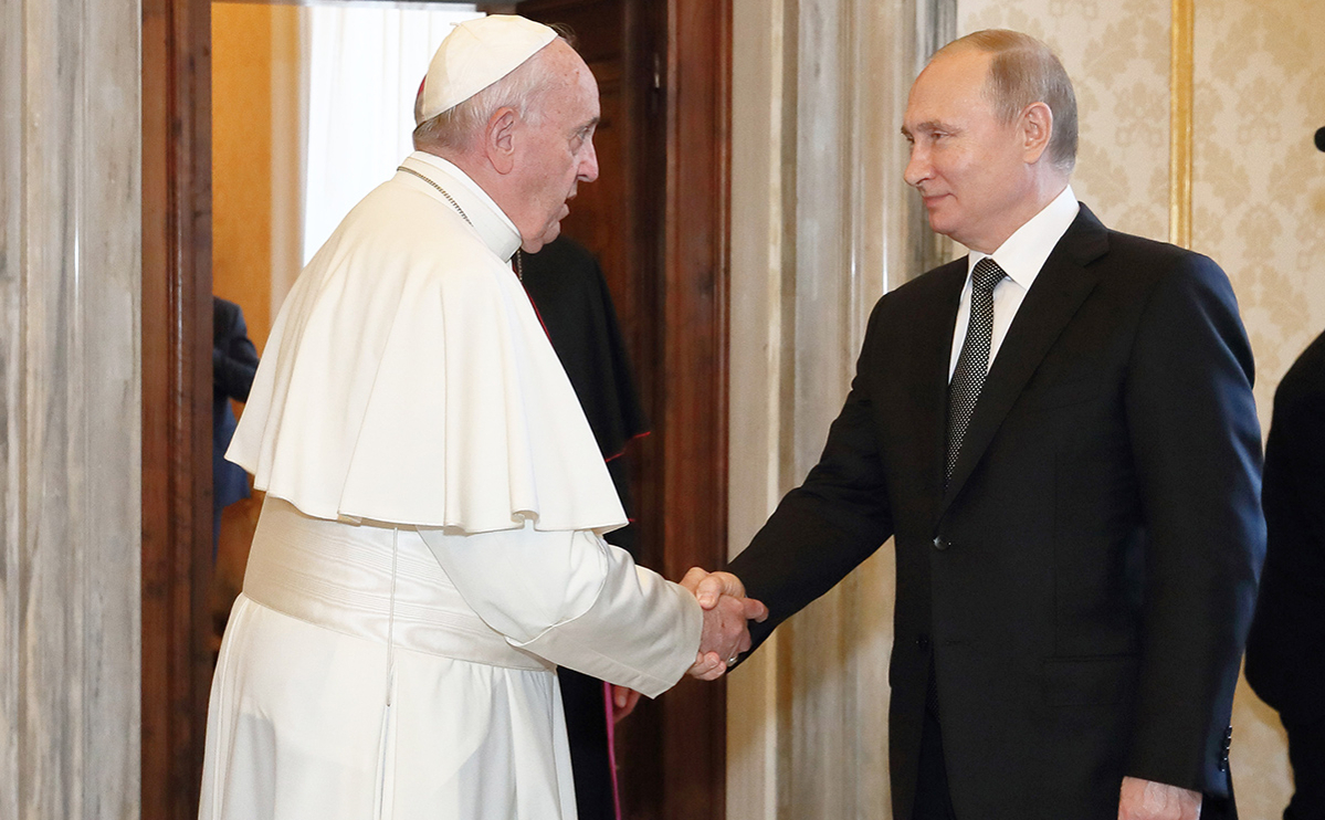 Папа римский&nbsp;Франциск и Владимир Путин