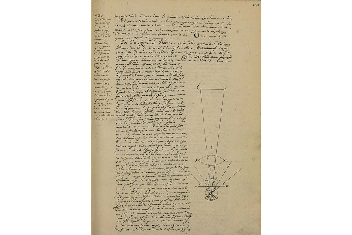Рукопись 1666 года с описанием телескопа Галилея