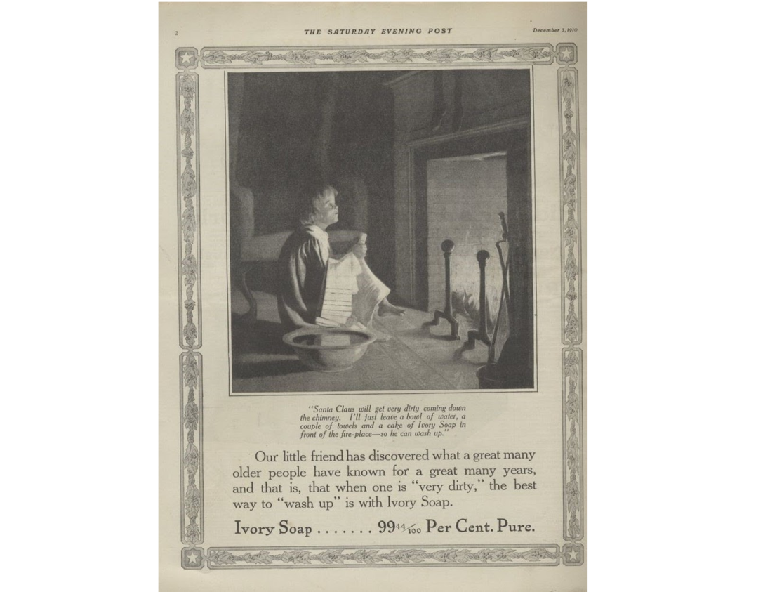 Постер 1910 года, рекламирующий мыло Ivory Soap (бренд, созданный Procter &amp; Gamble).