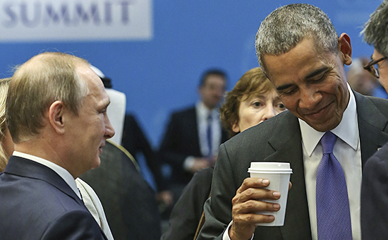 Президент России Владимир Путин и президент США Барак&nbsp;Обама на саммите G20&nbsp;в Турции, ноябрь&nbsp;2015 года


