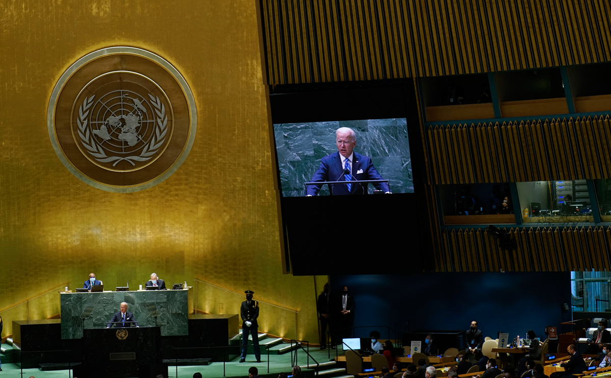 Джо Байден выступает на 76-й сессии Генеральной Ассамблеи ООН