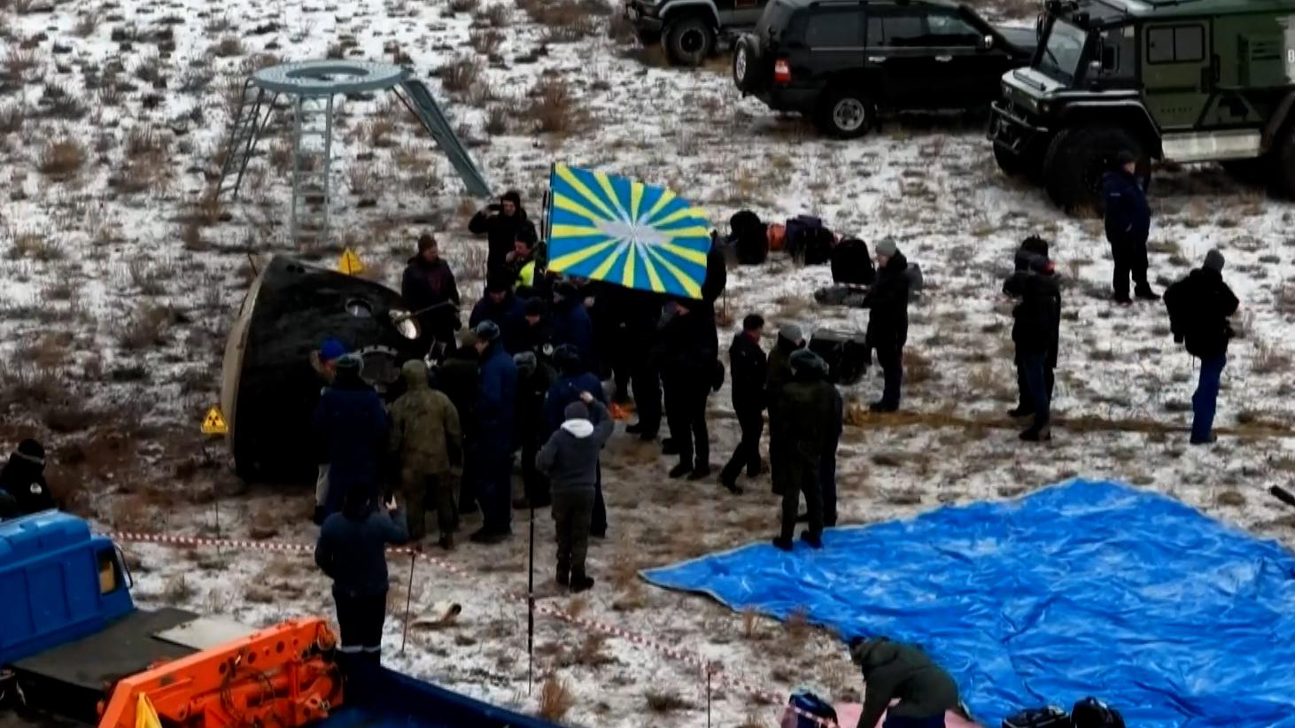 Как экипаж «Союза МС-27» приземлился в Казахстане. Видео