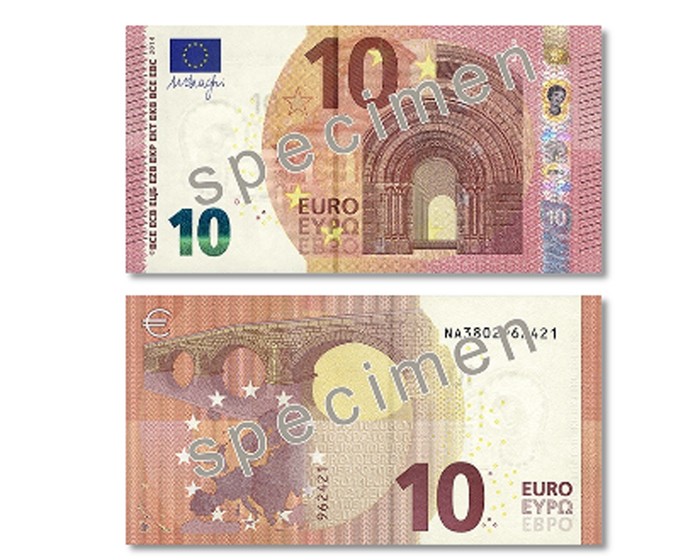 Европейский центробанк показал новую купюру в 10 евро 
