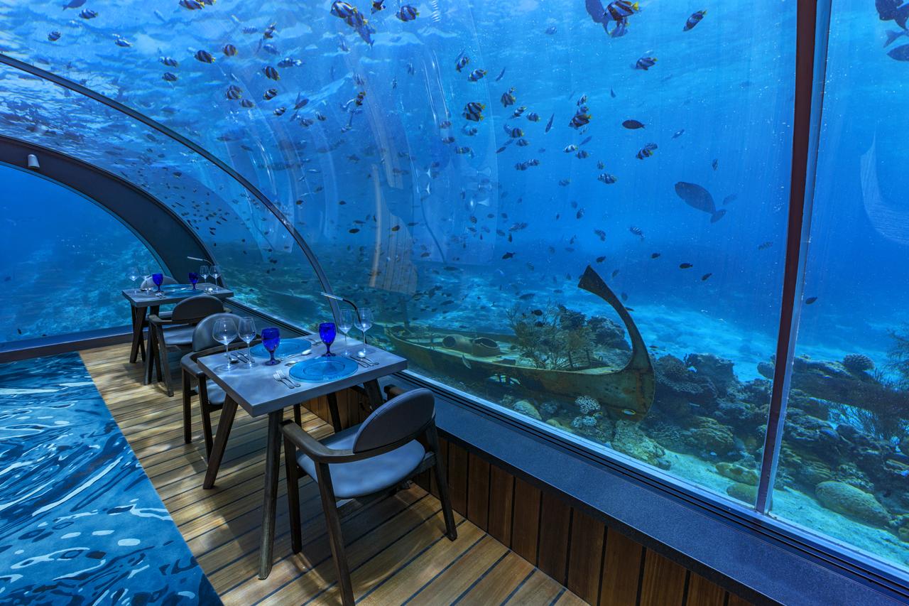 С подводным рестораном. Hurawalhi Island Resort (Мальдивы)