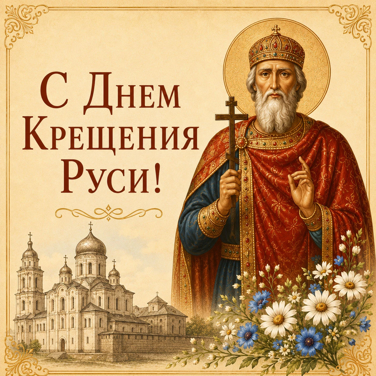 Красивая православная открытка ко Дню Крещения Руси