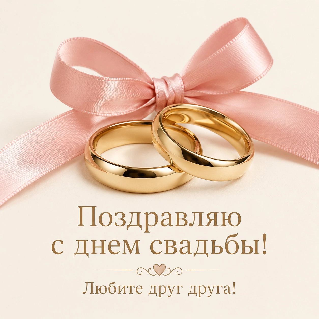 Нежная открытка с пожеланием на день свадьбы «Любите друг друга!»