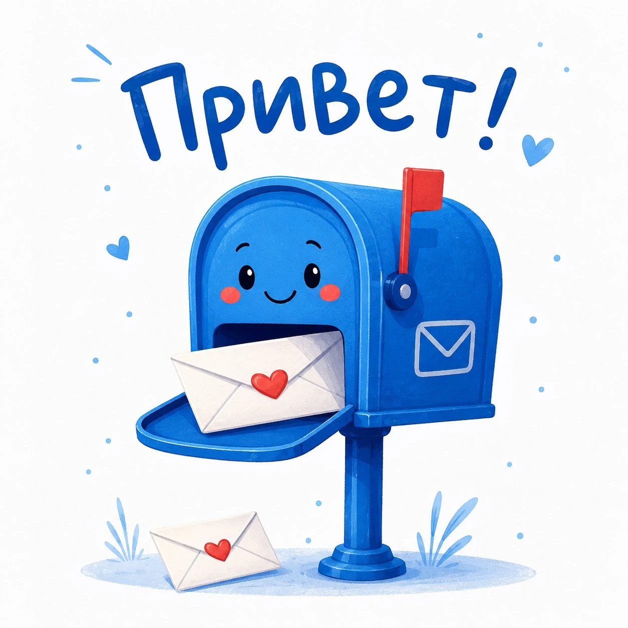 Открытка с почтовым ящиком и приветствием
