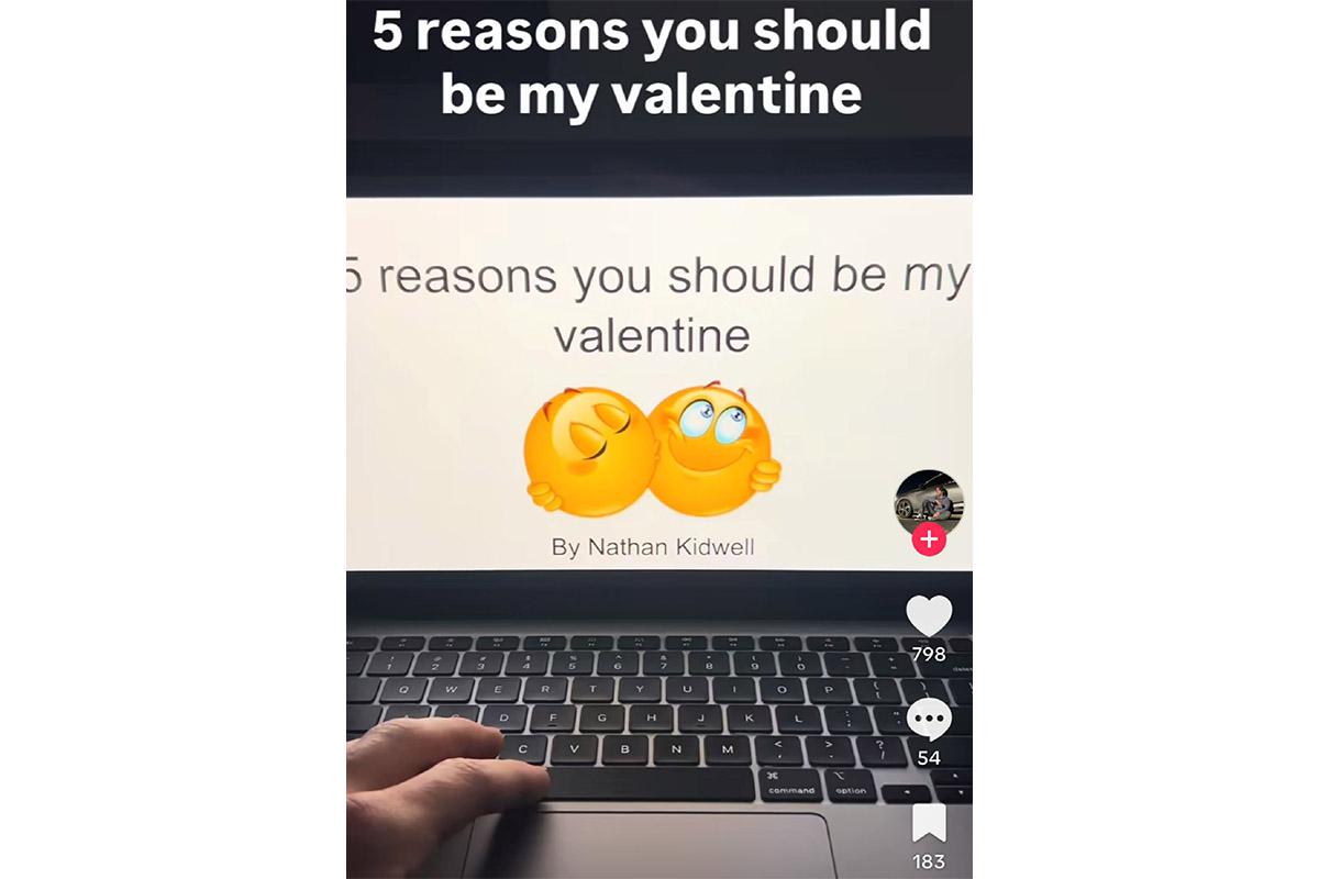 «5 причин быть моей валентинкой», — гласит подпись