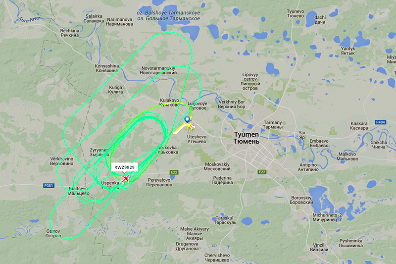 Траектория кружения Ту-204 авиакомпании Red Wings


