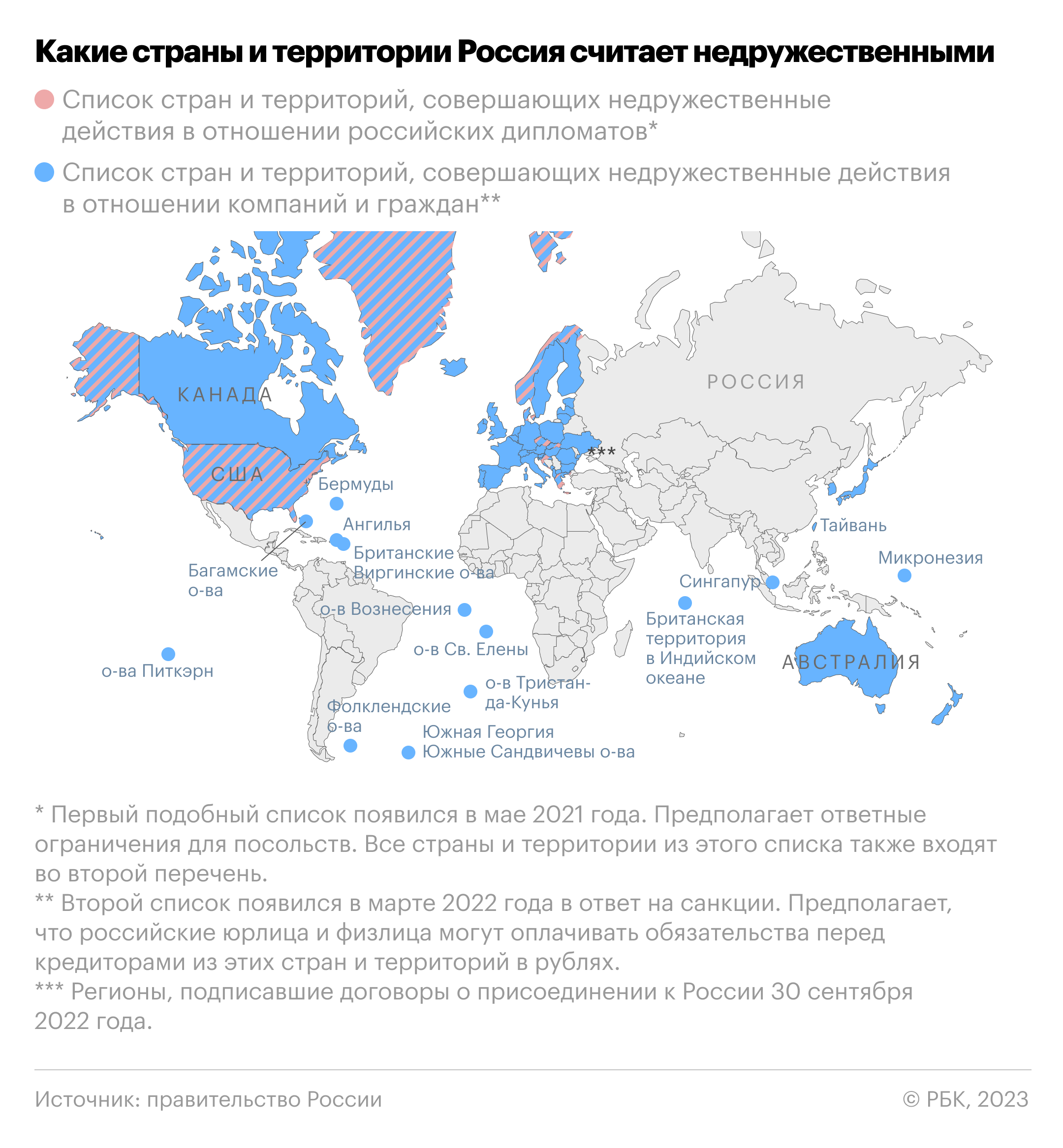Какие страны Россия считает недружественными. Карта — РБК