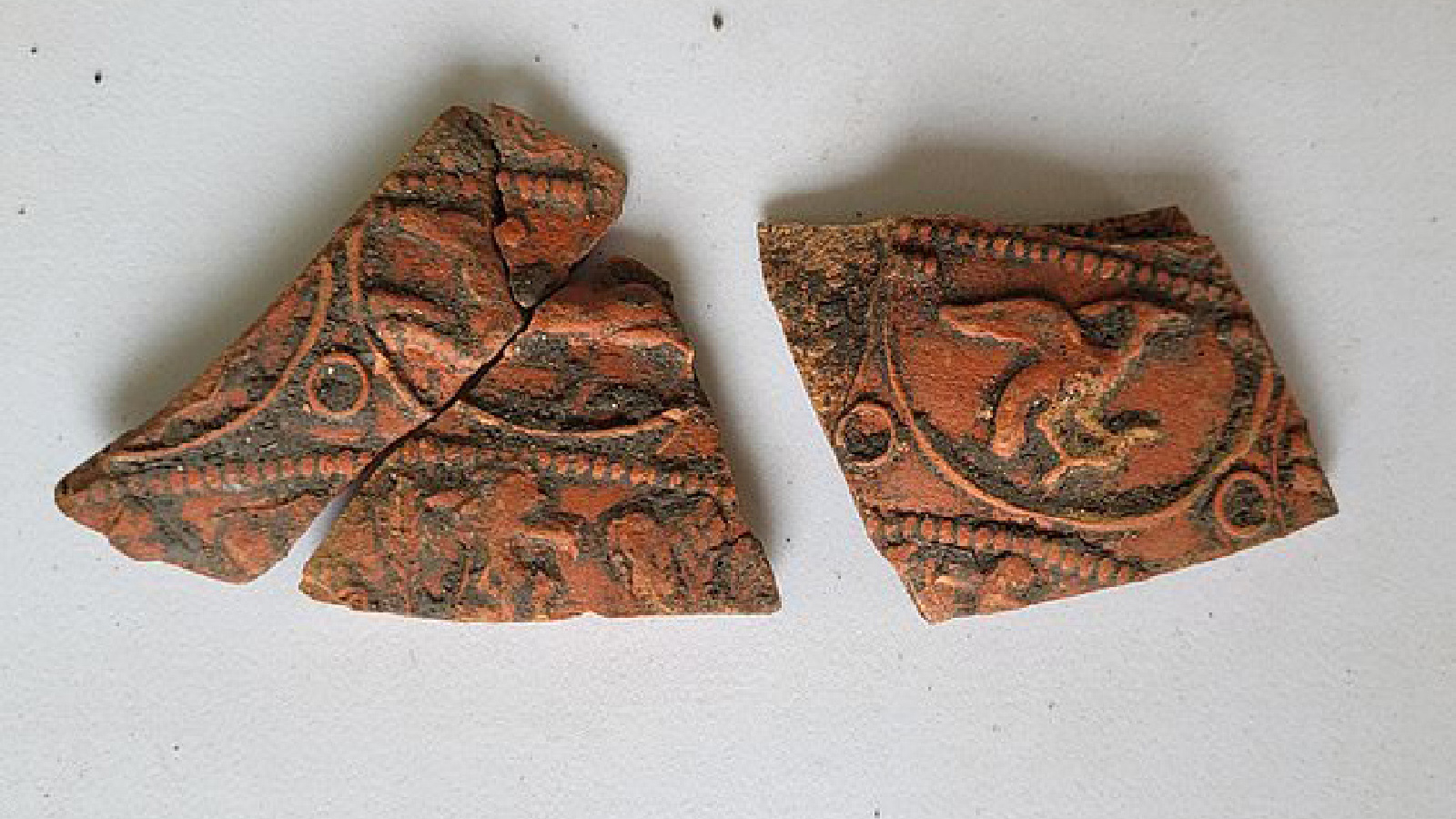 <p>Фрагменты посуды, найденной на месте руин римской виллы в Оксфордшире</p>