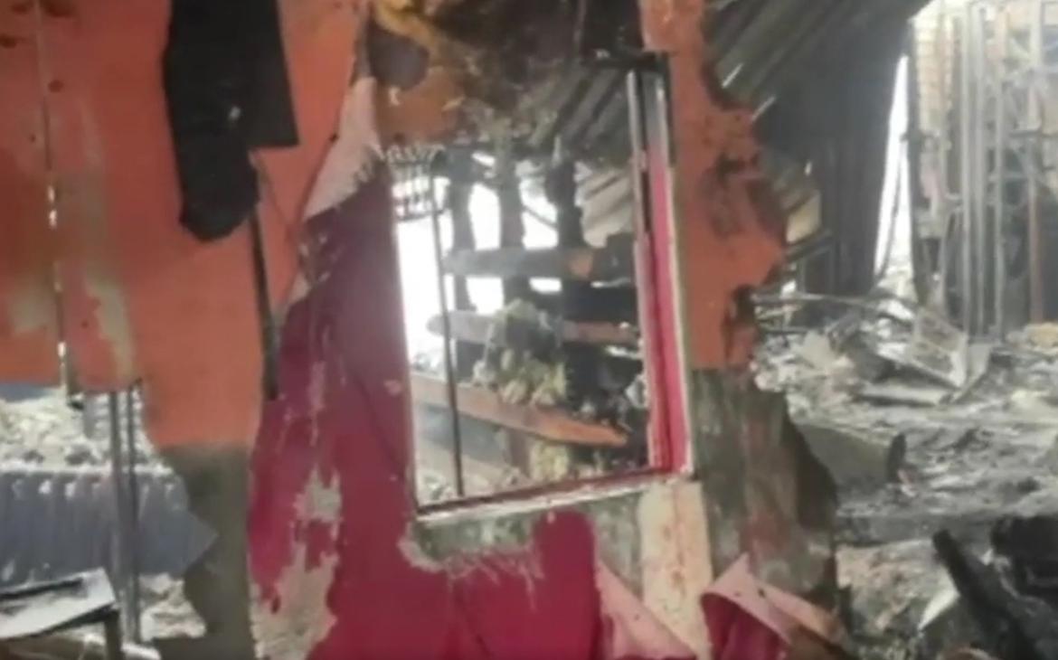 Как изнутри выглядит сгоревшее в Костроме кафе «Полигон». Видео