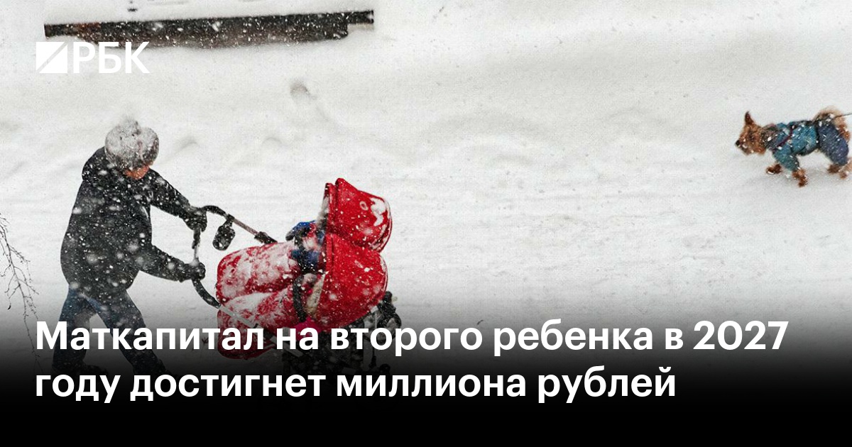 Маткапитал на второго ребенка в 2027 году достигнет миллиона рублей — РБК